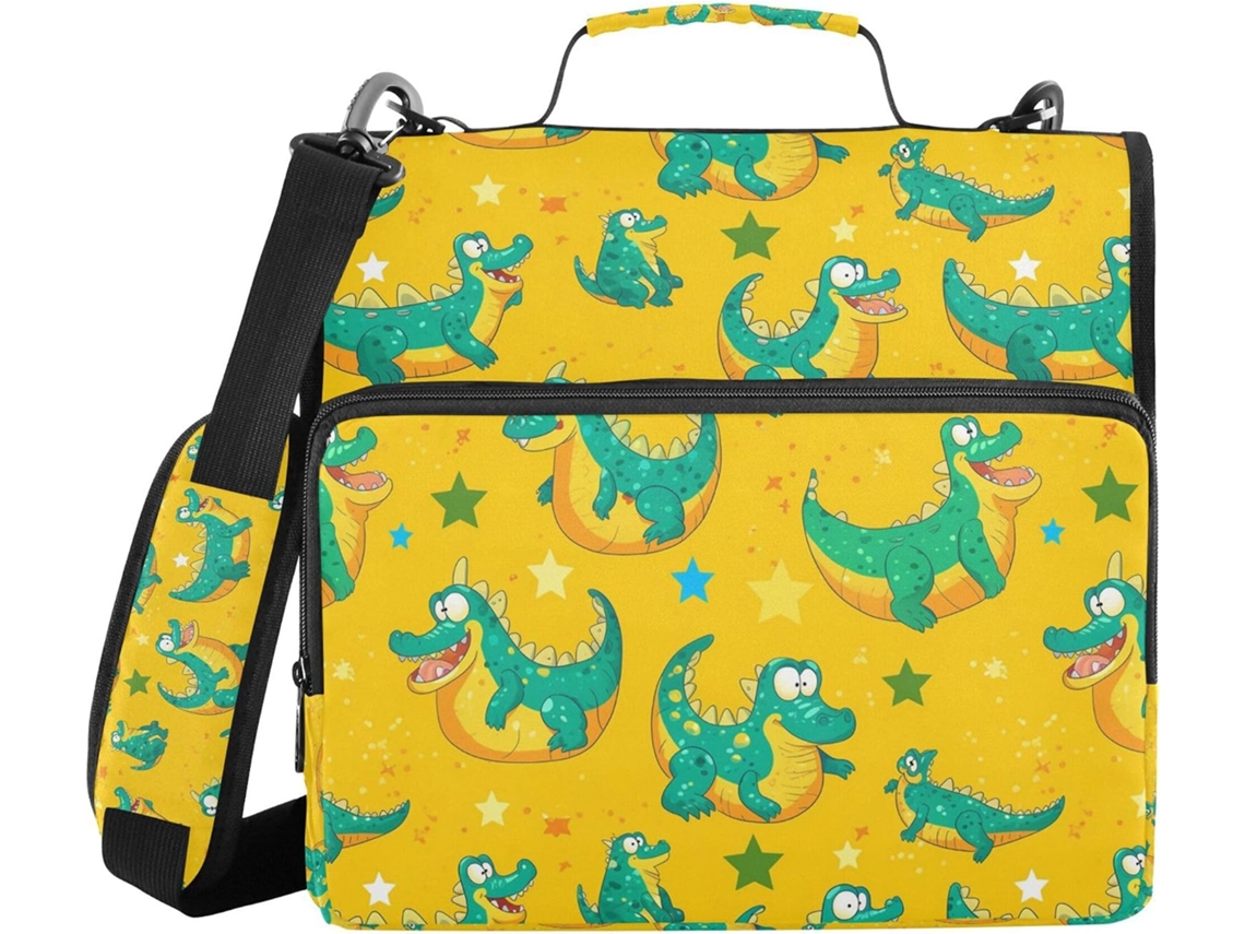 Pasta Organizadora Em Formato De Crocodilo Desenho Animado Com Estrela, Alça Facilitar O Transporte, 3, 8cm 1, 5 Polegadas