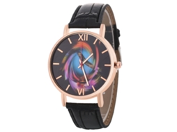 Relógio feminino coreano Zhoulianfa com pulseira de couro, movimento de quartzo, modelo T0138-z, cor preta.