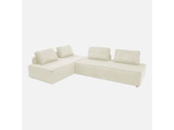 Sofá Modular Em Veludo Canelado, 4 Lugares, Creme