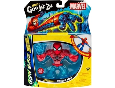 Spiderman Glow Surge 11cm Herois Do Goo Jit Zu Marvel Figura Luminosa E Extensível Heroes Of Goo Jit Zu