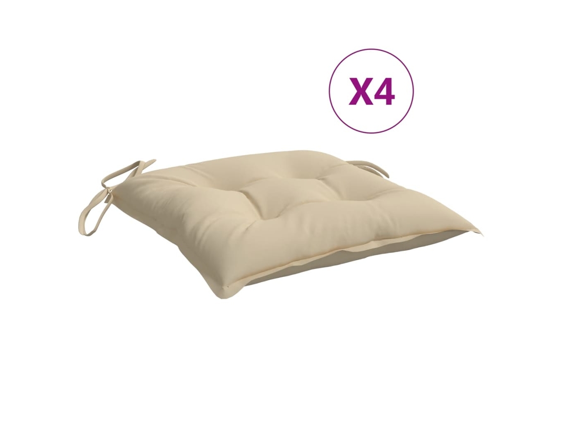 Chair Cushion, Chair Cushions Vidaxl Bege Poliéster (40 X 40 X 7 Cm)