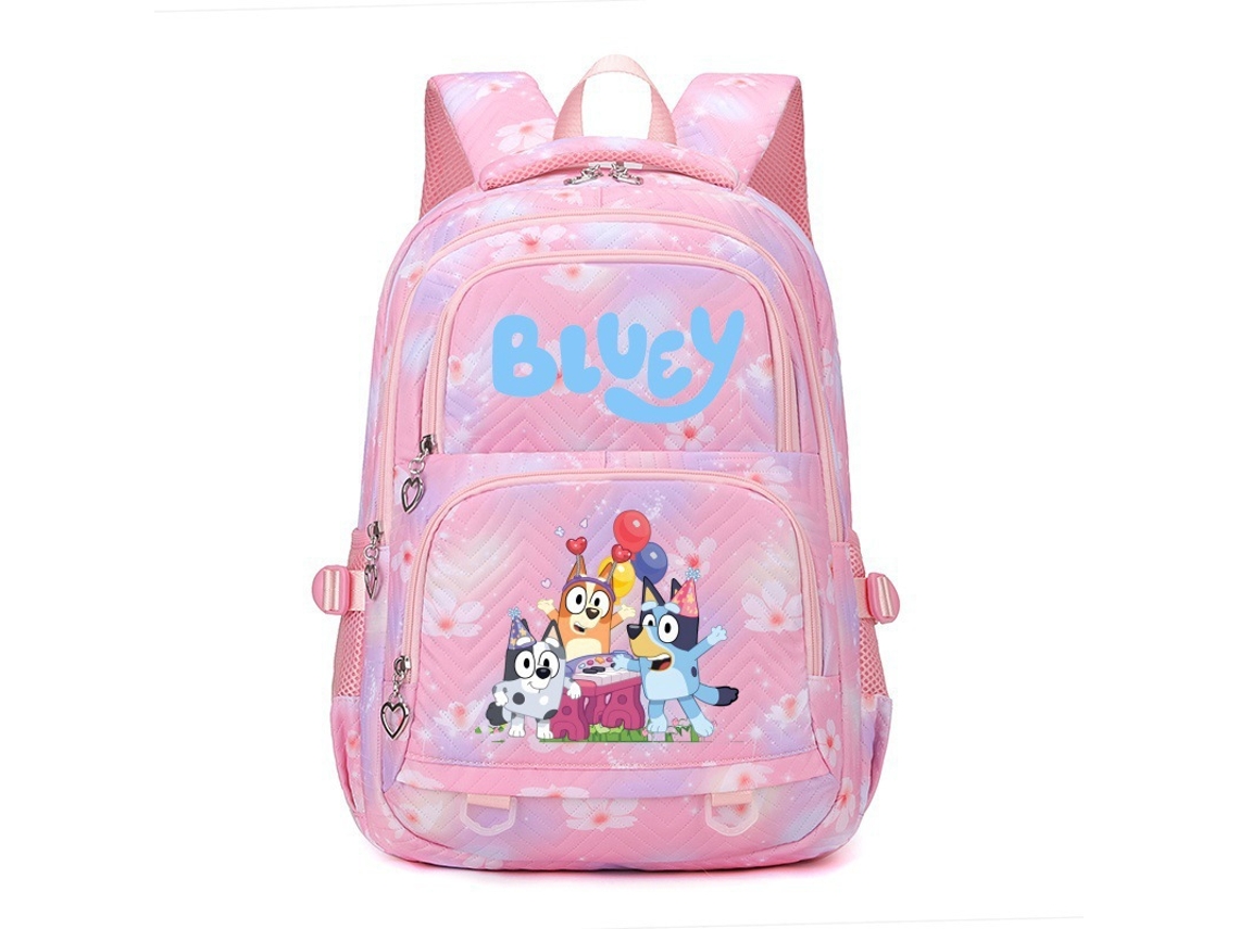 Mochila Escolar Para Meninas Com Estampado De Personagens E Flores Em Tons De Rosa, Em Nylon De Grande Capacidade, Modelo 9