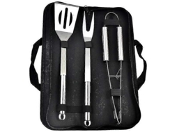 Lurelia Kit De Churrasco 3 Peças Aço Inoxidável Estojo Portátil Campismo