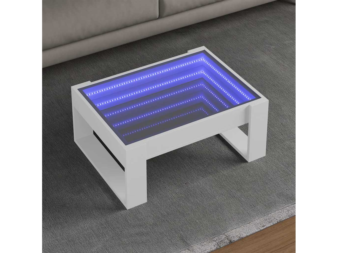 Vidaxl Mesa De Centro Luzes Led Infinity 70x53x30 Cm Branco