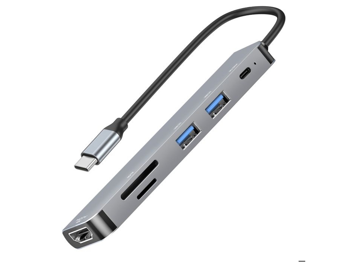 Hub Usb c para Hdtv 4k, 100w, Leitor de Cartão Sd/microsd Linq Cinza AQUAFORGE