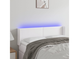 Vidaxl Cabeceira De Cama C/ Led Couro Artificial 147x16x78/88cm Branco