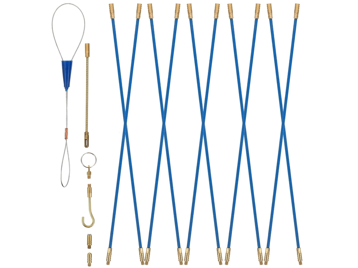 Kit De 10 Peças Para Puxar Fios De Fibra De Vidro Azul De 33 Cm