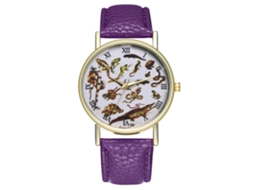 Reloj De Cuero Pu Unisex Pareja Dial Reptil Analógico De Cuarzo Morado