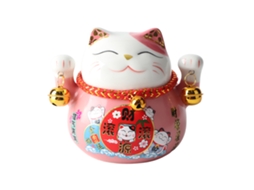 Taza de Ahorro Gatito de La Suerte 4,5 Polegadas Cerámica Bonito Adorno de Mesa Rosa para Buena Fortuna