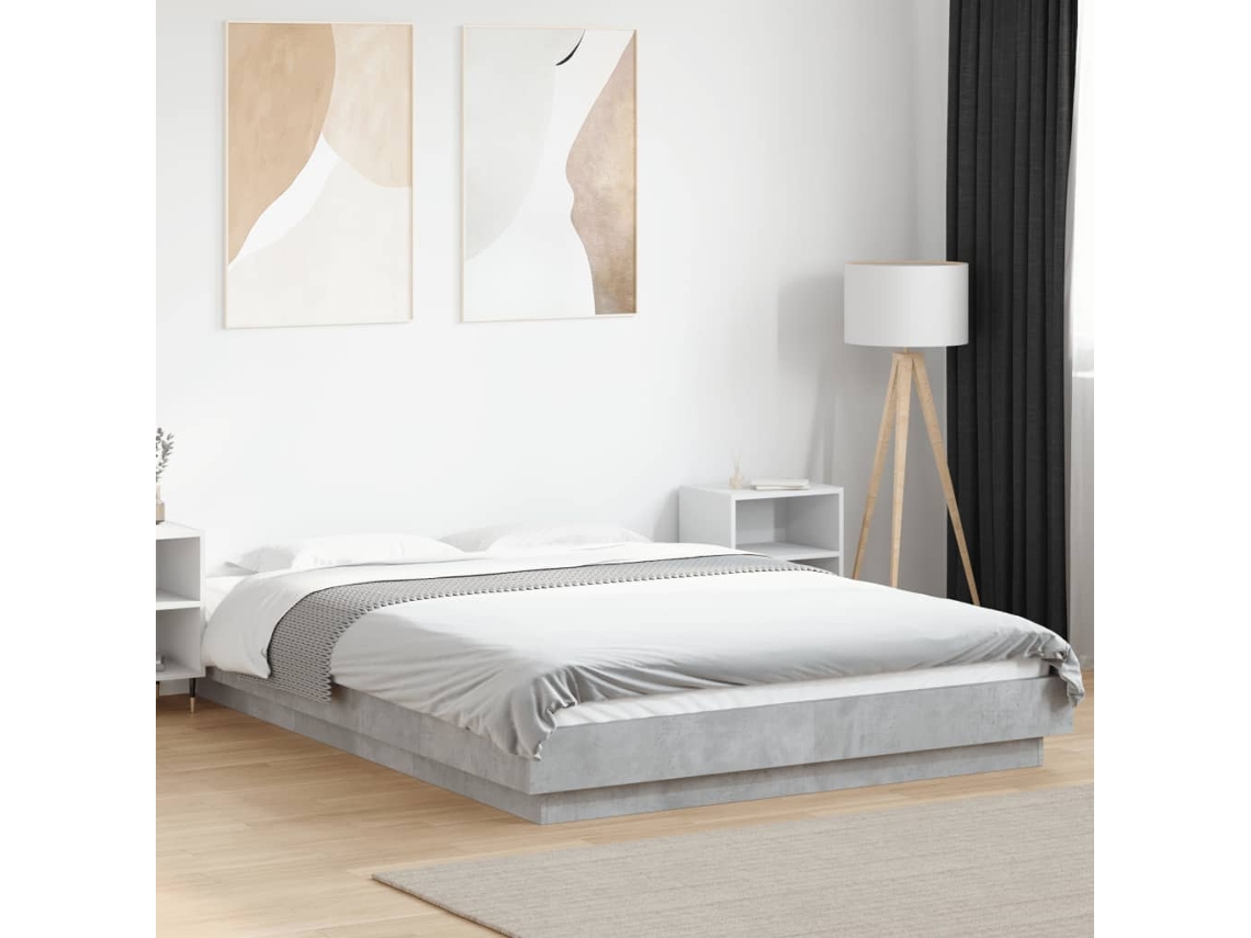 Vidaxl Estrutura De Cama 120x190 Cm Derivados De Madeira Cinza Cimento