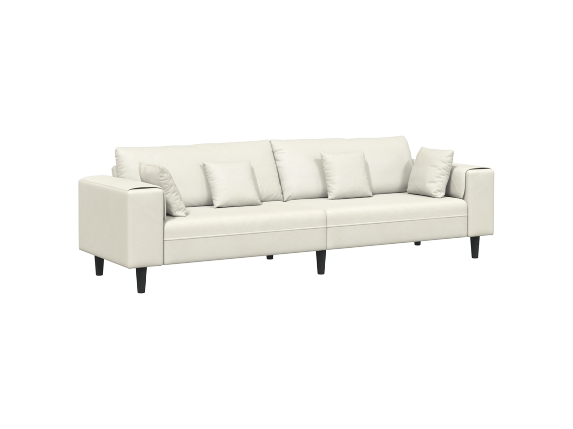 Conjunto 1 Sofá De Sala De Estar Vidaxl Creme Veludo (250 X 77 X 76 Cm)