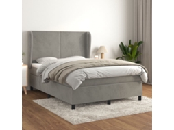 Vidaxl Cama Com Molas/colchão 140x190 Cm Veludo Cinzento-claro