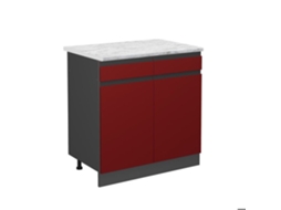 Móveis de cozinha R-Line, Mármore PT 80 cm, Vermelho, Vicco