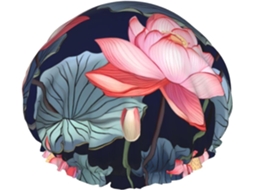 Touca De Banho Feminina Com Ilustração Flor Lótus, Impermeável, Reutilizável, Com Cordão Elástico Lavável, Adequada Para