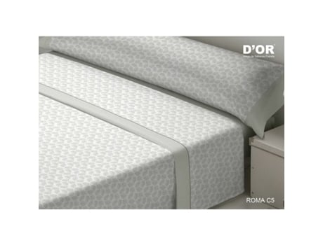 Conjunto De Lençol Dor Roma Algodão Cinzento (180x200)
