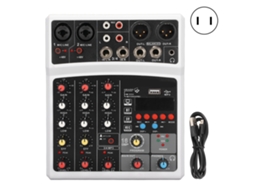 Mixer de áudio DJ com 4 canais, console de mixagem, alimentação fantasma de 48v, gravação estéreo EOOCOO