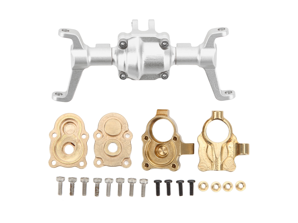 Conjunto De Carcassa De Eixo Dianteiro Com Copo De Direção Cnc Para Carro Rc 1/24 Fms Xiaoqi Fcx24 Metal Prata