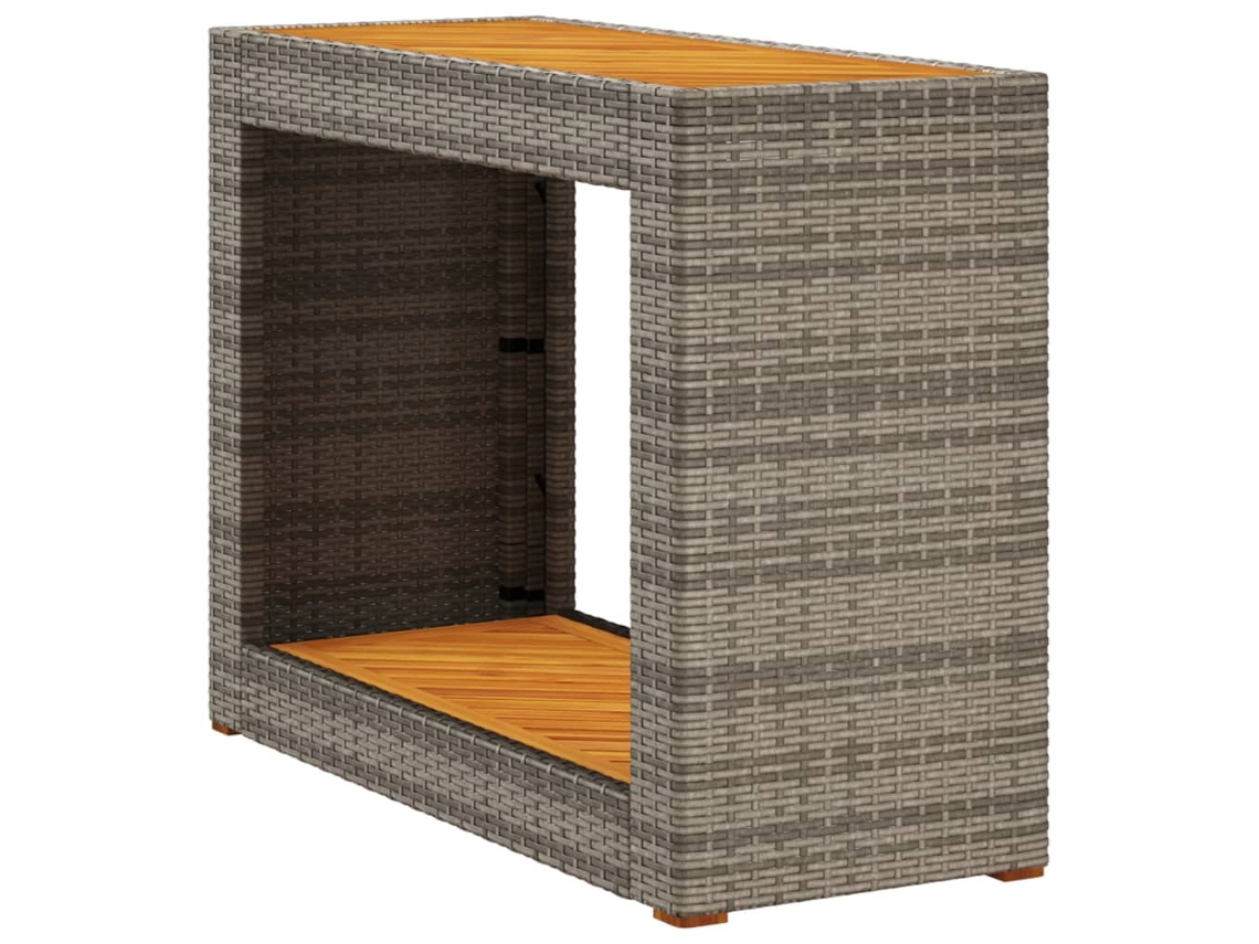 Mesa de apoio para jardim com tampo de madeira 100x40x75 cm Vime Pe Cinzento MAISON EXCLUSIVE