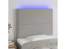 Vidaxl Cabeceira Cama C/ Luzes Led Tecido 100x5x118/128cm Cinza-claro