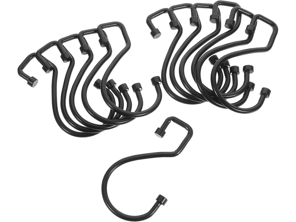 Conjunto De 12 Ganchos Decorativos Pretos Ferro Para Cortina