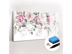 Quadro Magnético De Parede Rosas Em Aquarela Para O Escritório Espelharte (120x60 Cm)