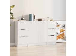 Vidaxl Aparadores 3 Pcs Madeira Processada Branco