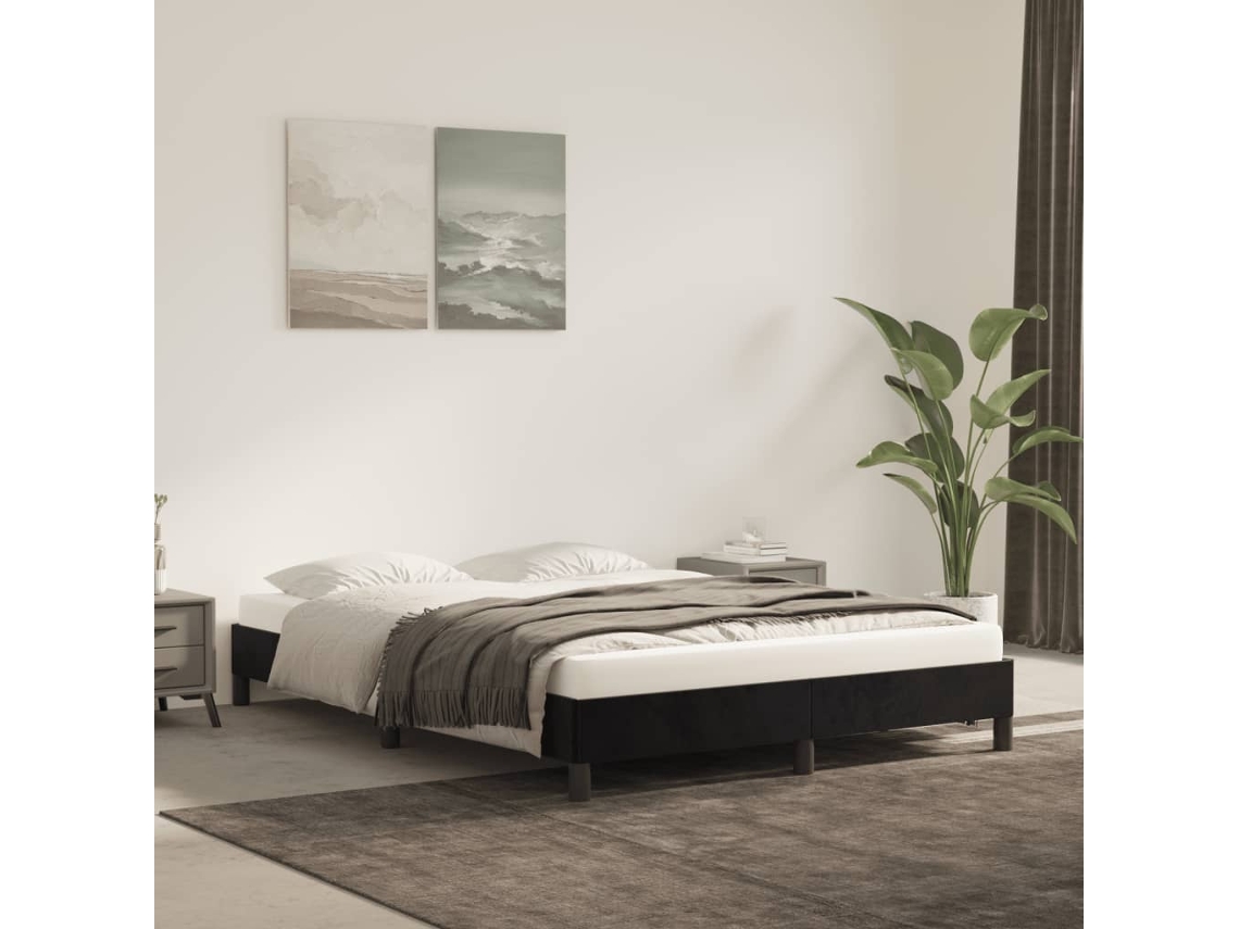 Vidaxl Estrutura De Cama Sem Colchão 140x200 Cm Veludo Preto