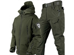 Conjunto Chaqueta E Calça Camuflagem Homem Impermeável Antivento Inverno Militar Tático Verde Ejército 4xl