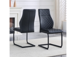 Cadeira Jantar 2peças, Black Diamond, Metal Preto, Encosto Alto, Antiderrapante-kd