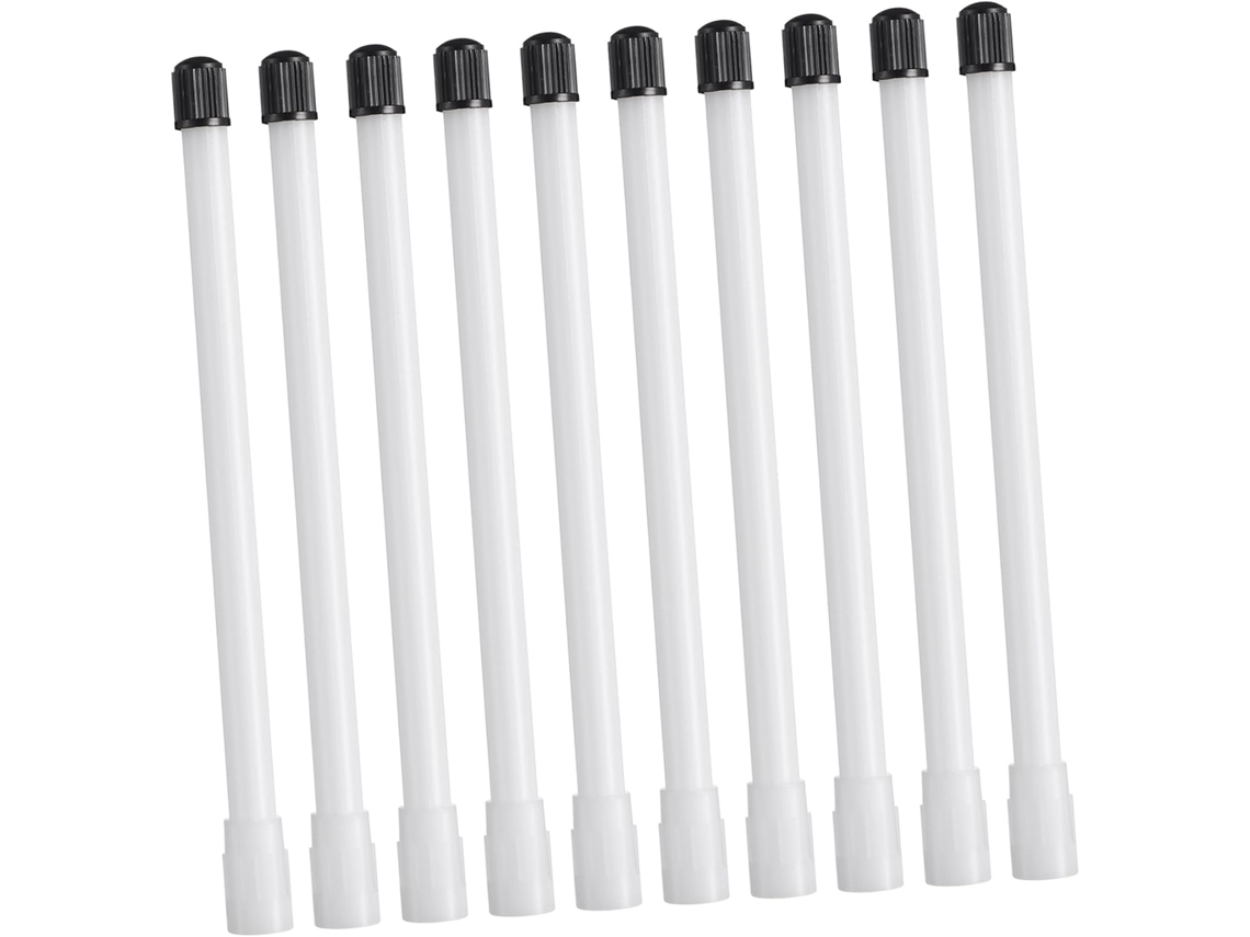 Extensor De Válvula De Pneu De Plástico Branco, 150 Mm, Pacote Com 10 Peças.