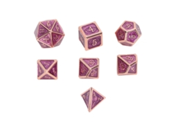 Ats conjunto de 7 Dados Poliédricos Electrolíticos de Oro Antiguo Con Esmalte para Juegos de Mesa Rpg, Morado Claro