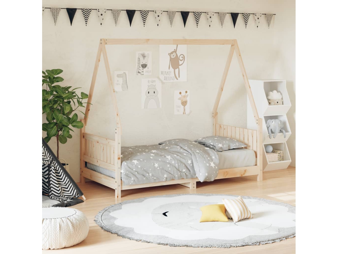 Vidaxl Estrutura De Cama Infantil 80x160 Cm Pinho Maciço