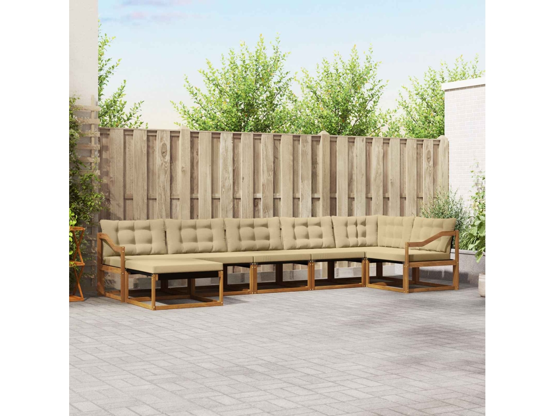 Vidaxl Conjunto De Sofás Para Exterior 7 Pcs Natural E Bege