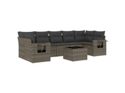 Conjunto de 8 Sofás de Jardim com Almofadões Vime Pe Cinzento MAISON EXCLUSIVE (8 pcs)