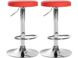 Conjunto de 2 banquetas de bar com design simples, assento sintético vermelho e estrutura de metal cromado Tdb10693 Dcoshop26