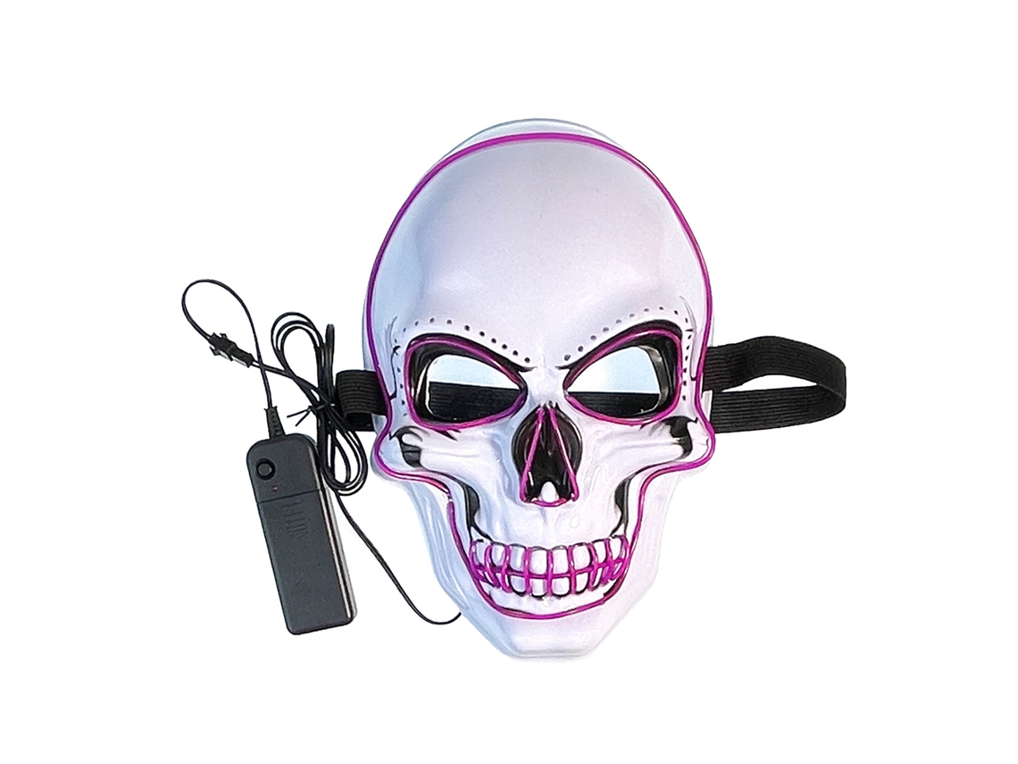 Máscara Facial LED Crânio Glow com 3 Modos para Halloween Cosplay Festa Roxo S/MARCA
