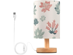 Luminária De Mesa Usb Charmosa Em Tons Verde E Vermelho Com Suculentas, Luminária De Mesa Brilhante Para Meninas, Estilo