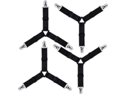 Tensores Triangulares Ajustables para Sábanas Fijas, Correas de Fixación (negro, Pack de 4)