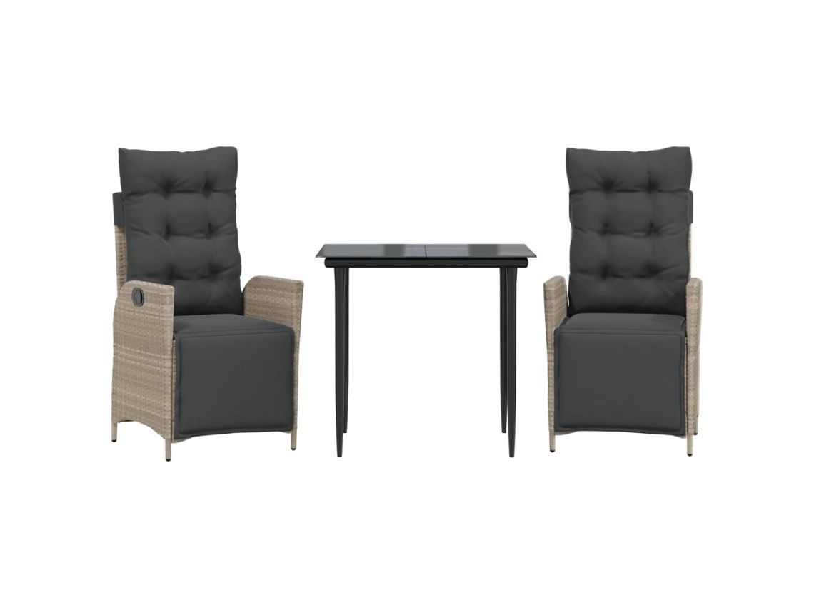 Conjunto Jantar 3 Peças para Jardim com Almofadões Cinzento Claro MAISON EXCLUSIVE (3 peças)