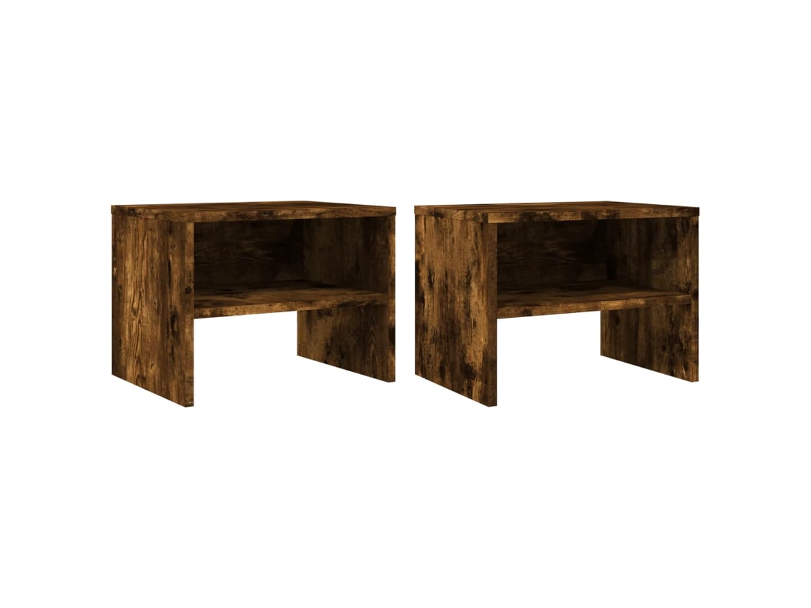 Conjunto de 2 Mesas Cabeceira Madeira Derivada Carvalho Fumado MAISON EXCLUSIVE (40x30x30 cm)