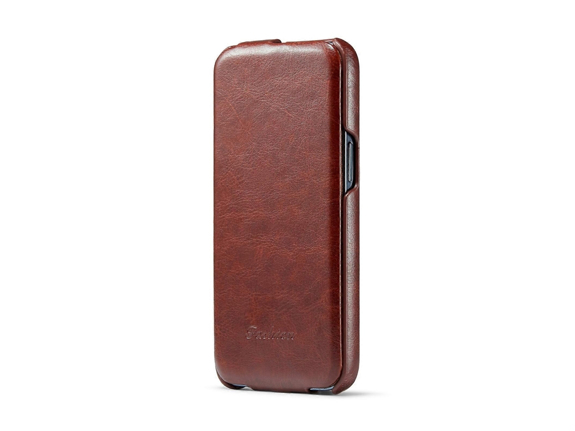 Capa Flip Para Iphone 14 Plus Em Couro Pu Com Proteção Anti-choque, Castanho