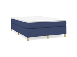 Cama com Molas/colchão 140x190 Cm Tecido Azul MAISON EXCLUSIVE