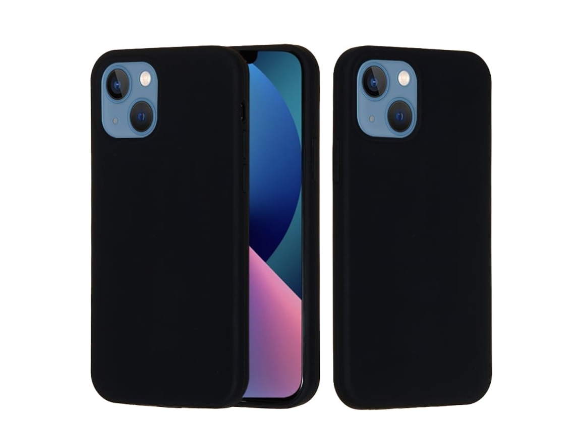Capa De Silicone Para Iphone 14 - Cor Sólida, Proteção Fina E Antiaderente - Preta