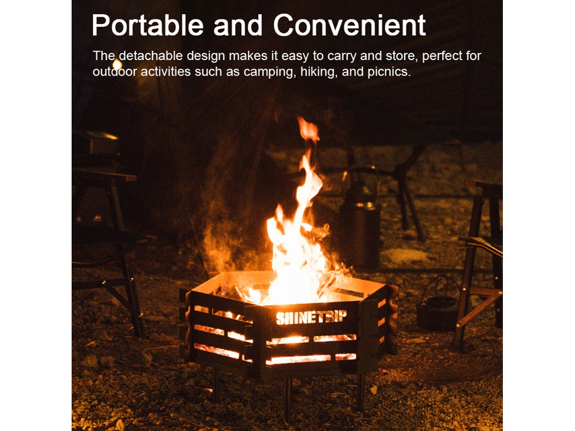 Braceiro de Aço Carbono Portátil para Camping e Churrasco