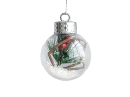 Enfeite de Natal em Rama de Agulhas de Pinheiro Vermelha (Diâmetro 6cm, Altura 8cm, com Corda) LAXISCREED