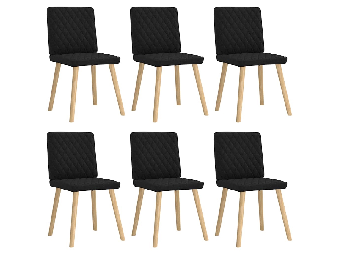 Vidaxl Cadeiras De Jantar 6 Pcs Tecido Preto