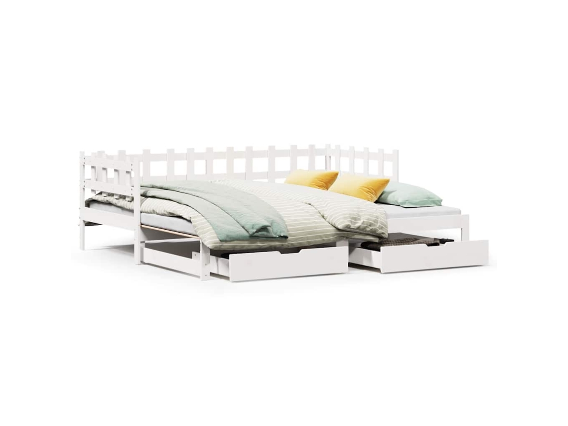 Sofá Cama com Gavetão e Gavetas Sem Colchão 90x190 cm Branco MAISON EXCLUSIVE