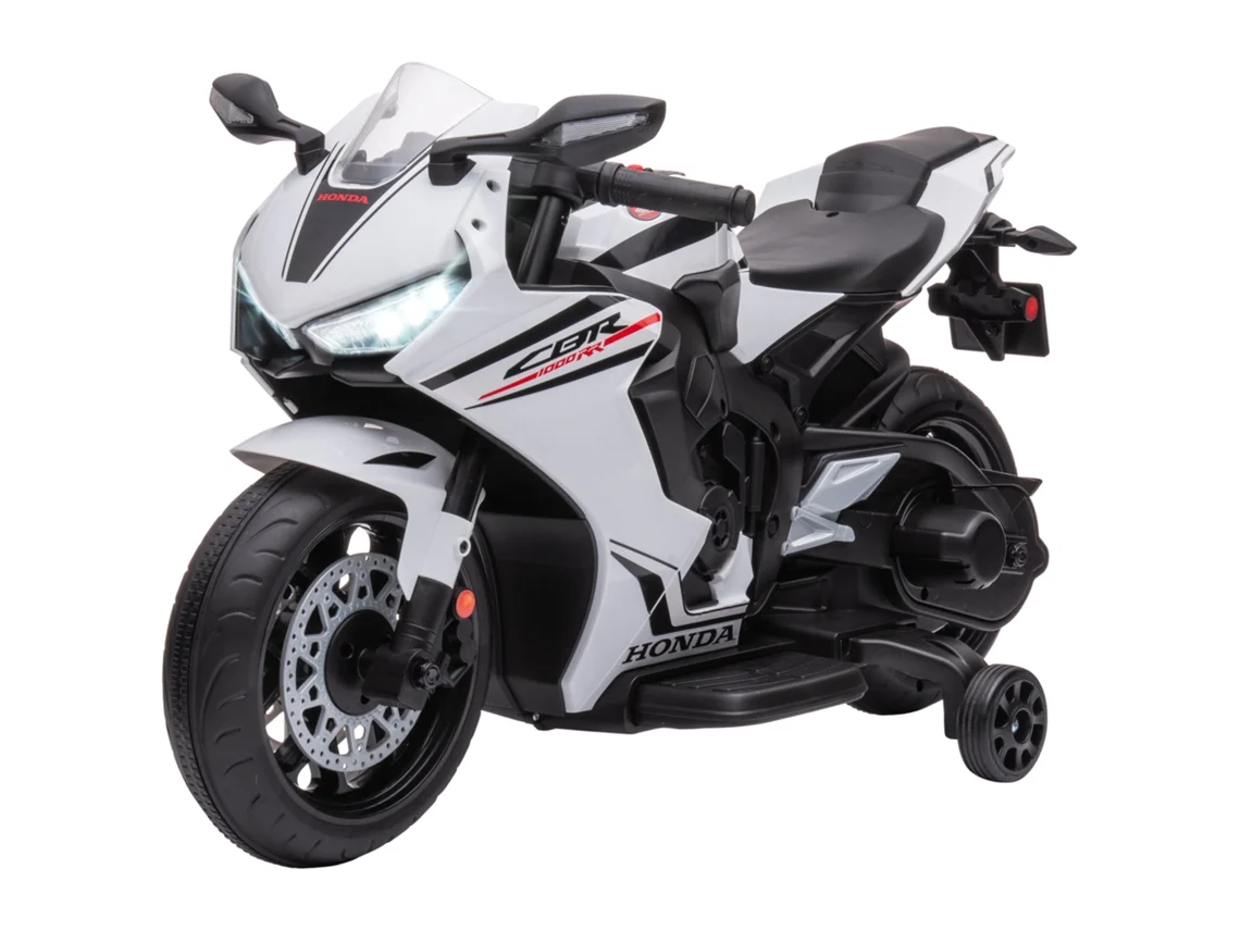 Mota Elétrica Com Licença Honda Para Crianças De 3-5 Anos A Bateria 6v Com Farol Buzina Música 90x44x52cm Branco