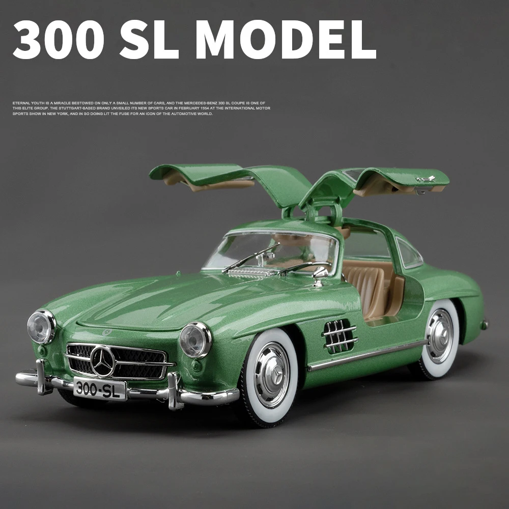 (verde) Miniatura De Carro Em Escala 1:24, Feita De Metal Fundido, Com Efeitos De Som E Luz.