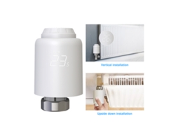 Termostato inteligente Zigbee com visor LED e suporte para controle por telefone.